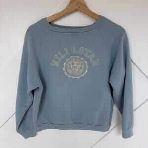 Nili Lotan Light Blue Cotton Vintage Wash Sweatshirt (Flaw-light stain)